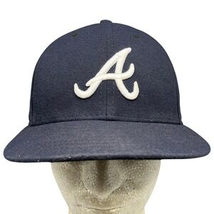 New Era 59FIFTY Low Profile Atlanta Braves Hat Navy Fitted 7 1/4 Men Gorpcore